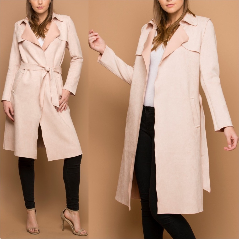 JACKET SUEDE TRENCH JACKET COAT - Picture 2 of 4